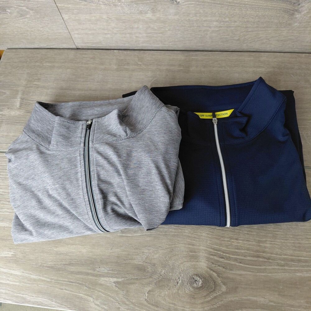 Straight Down Performance 1/4 Zip Golf Pullover Lot of 2 Mens Size XXL Gray Blue